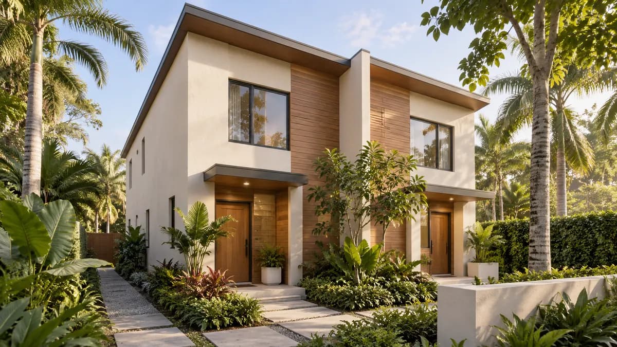 AI-generated fictional home illustration for financing in Florida; not the financed property