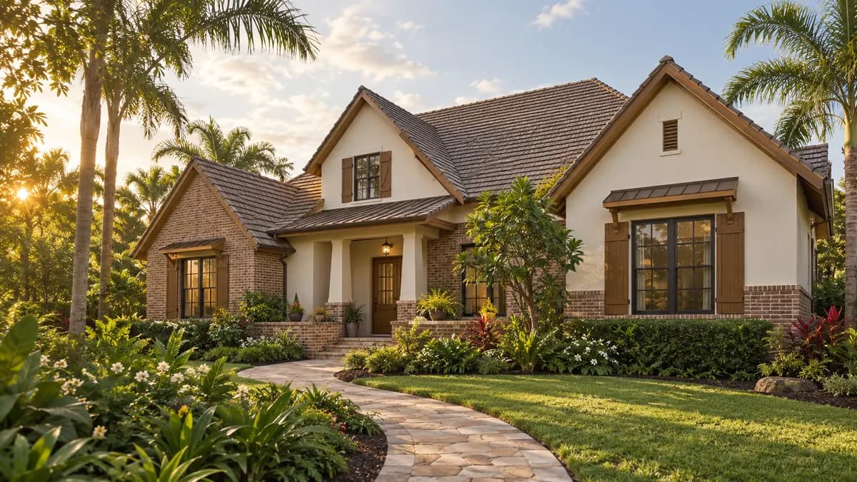 AI-generated fictional home illustration for financing in Florida; not the financed property