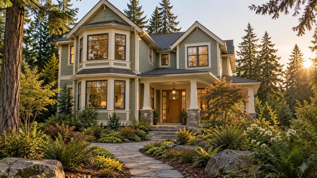 AI-generated fictional home illustration for financing in Washington; not the financed property