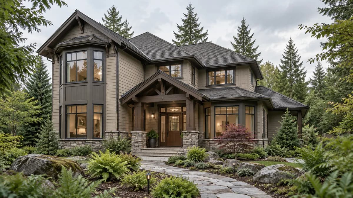 AI-generated fictional home illustration for financing in Washington; not the financed property